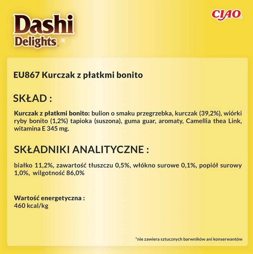 Kačių Skanėstai - Inaba Dashi Delights Vištiena Su Bonito Dribsniais Sultinyje.