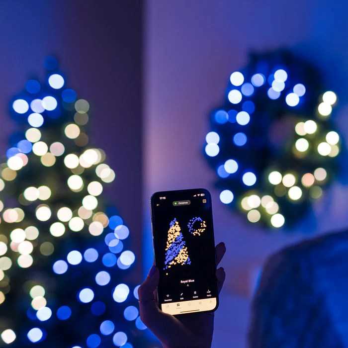 Lubinis šviestuvas Kalėdų Dekoracija - Twinkly Išankstinio Apšvietimo Venecija - 50 RGB LED, Regal 24" Žalias Laidas, Tipas C