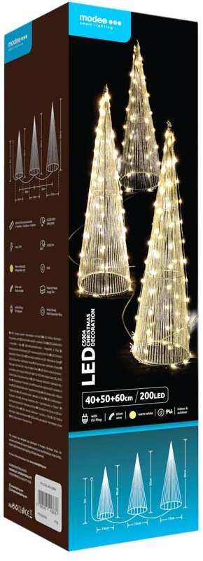 Kalėdų eglutės dekoracija - Modee ML-C5004 40/50/60 cm 200 LED lempučių šiltai balta