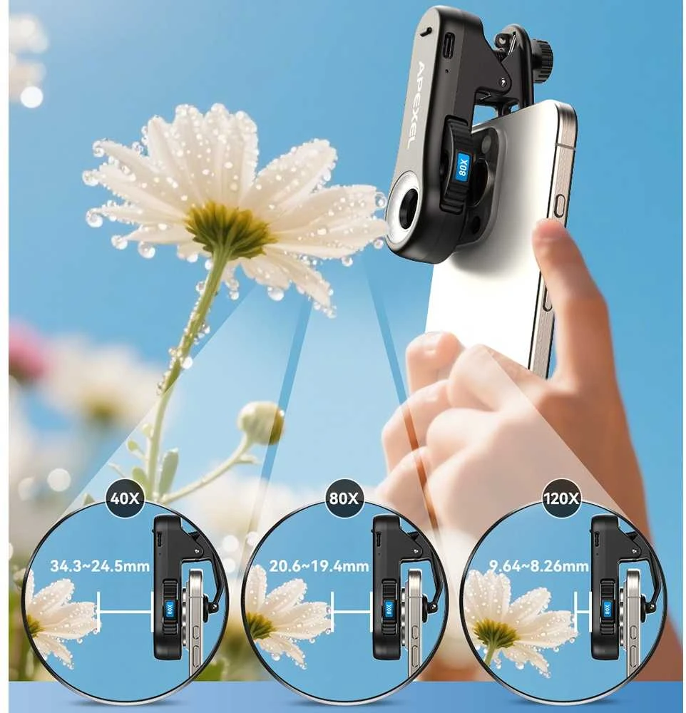 Kamera - Apexel APL-HB170SW 170° Wide-Angle Optical Glass Clip-on Lens