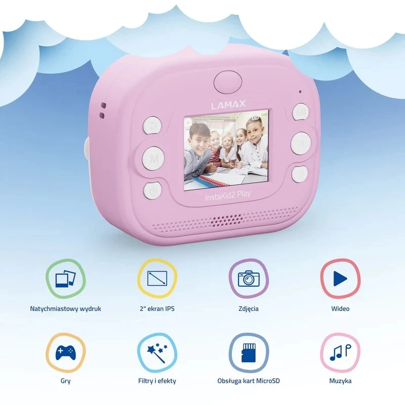 Vaikiška kamera LAMAX InstaKid2 Play, rožinė