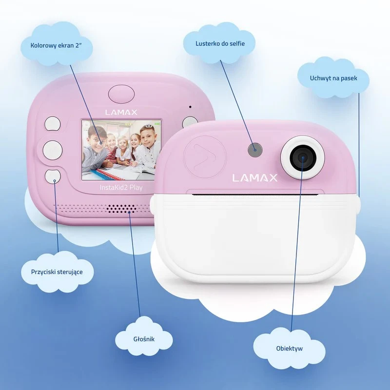 Vaikiška kamera LAMAX InstaKid2 Play, rožinė
