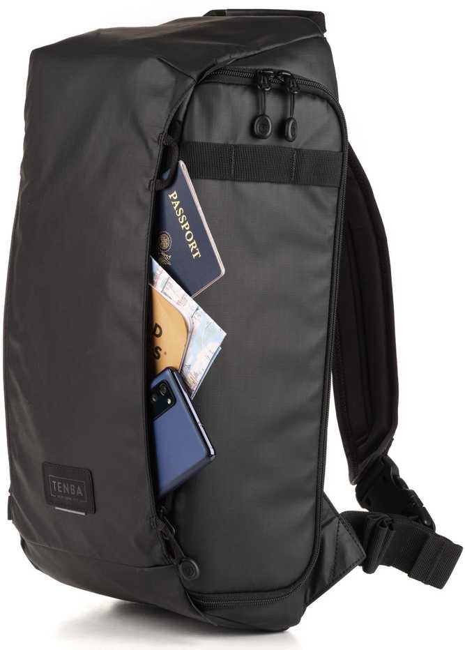 Kameros krepšys - Tenba Solstice v2 16L Sling Bag, paminkštinti skyriai, atsparus vandeniui, juodas
