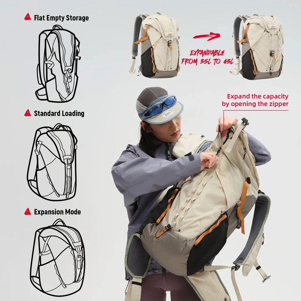 Kameros krepšys - VSGO Pocket Ranger 35L Expandable Off Baltas Žalias