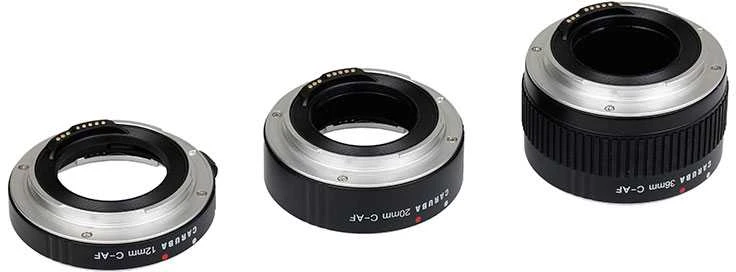 Kameros priedai - Caruba Extension Tube Set Pentax Q 10mm 16mm 21mm Chrome