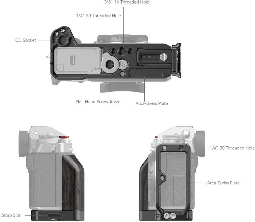 Kameros priedas - SmallRig 4137 L laikiklis FUJIFILM X T5, Arca Swiss, ergonomiška rankena