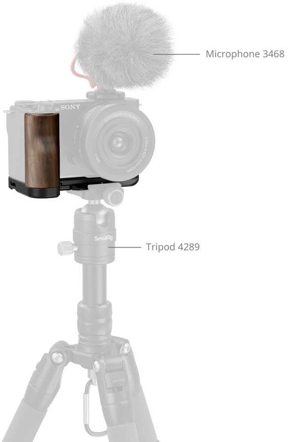 SmallRig 4864 L-Shape Mount Plate with Wooden Handle for Sony ZV-E10 II
