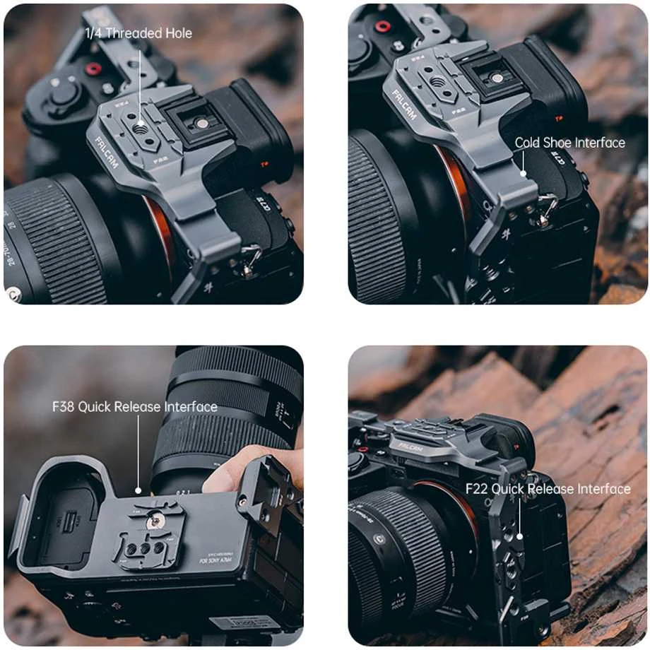 Kameros rėmas - Falcam F22 F38 F50 Quick Release Camera Cage V2 (Sony A7M4, Aliuminio)