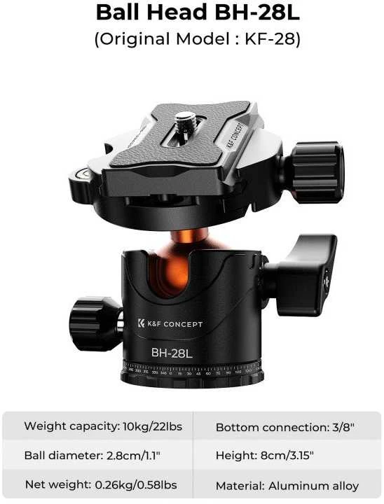 K&F Concept K254A3 trikojis su BH-28L rutuline galvute