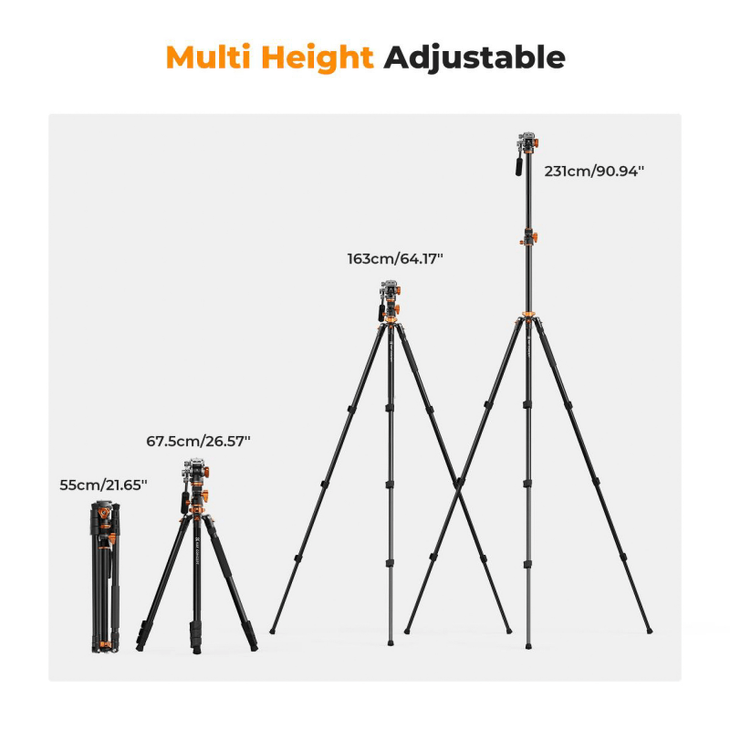 Vaizdo Stovas - K&F Concept T254A7 231cm Aukščio Monopodas 240cm 4-Skyrių
