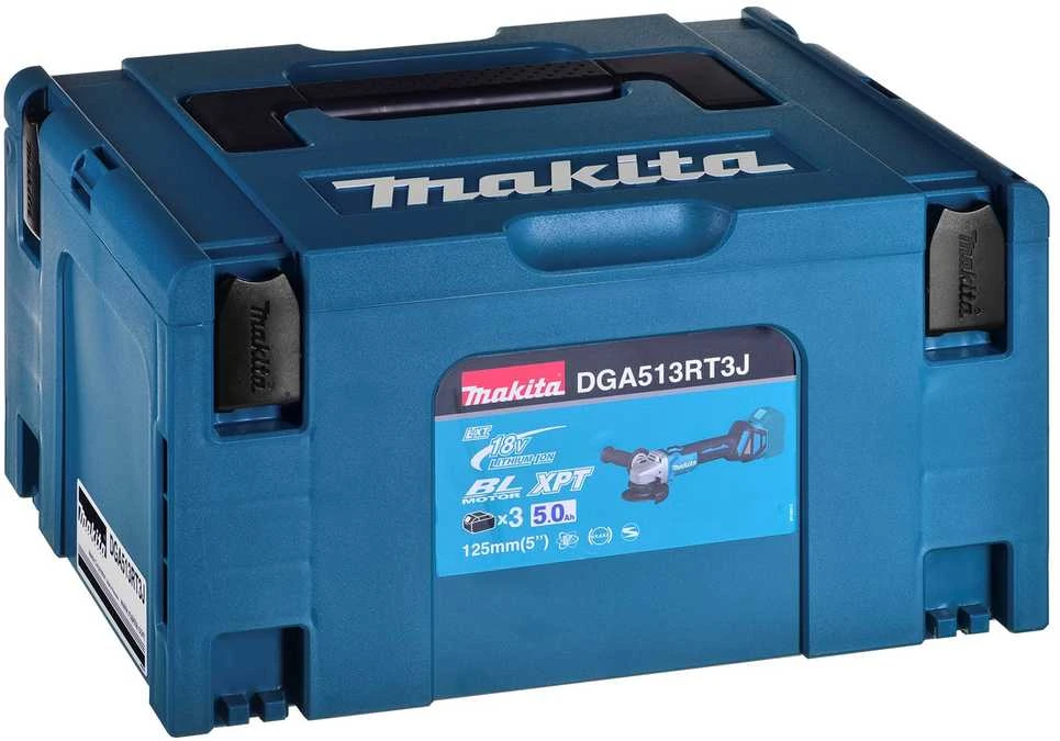 Makita kampinis šlifuoklis DGA513RT3J 18V 3x5,0Ah