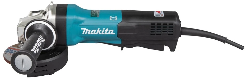 Makita GA5093X01 Kampinis šlifuoklis, 1900 W, 125 mm, SJS², AFT, Mechaninis stabdys, Svirtinis jungiklis, 2800-11500 min-1, antivibracinė šoninė rankena