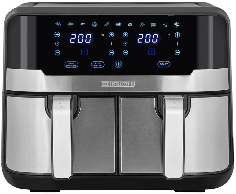 Gruzdintuvė Heinrich‘’s HFR 8214 Double hot air fryer 2 x 4.5 l = 9.0 l 1300-2400 W Juodas - Sidabrinis