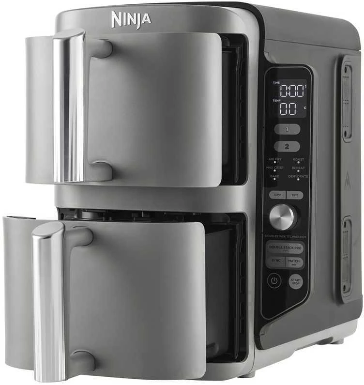 Karšto oro gruzdintuvė Ninja Double Stack XL, 2 lygių, 9,5 l, SL400EU, Tamsiai pilka