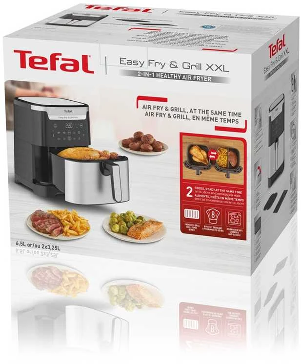 Karšto oro gruzdintuvė Tefal Easy Fry & Grill XXL EY801D15, Sidabrinės/ Juodos spalvos
