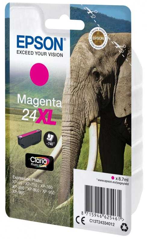 Epson No.24 XL (C13T24334012), purpurinė kasetė