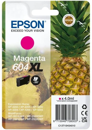 Kasetė - Epson rašalas 604 XL magenta (C13T10H34010, 350 puslapių, spalvota)