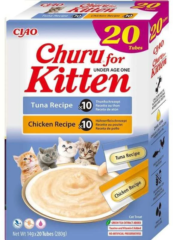 INABA Kitten vištienos ir tuno skanėstai katėms - 20 x 14 g