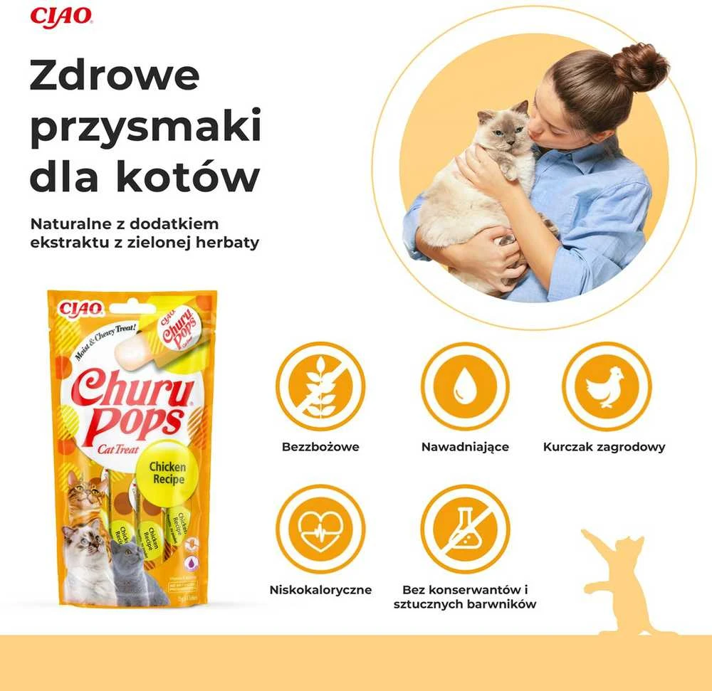 Kačių Skanėstai - Inaba Churu Pops Vištiena 4x15 g
