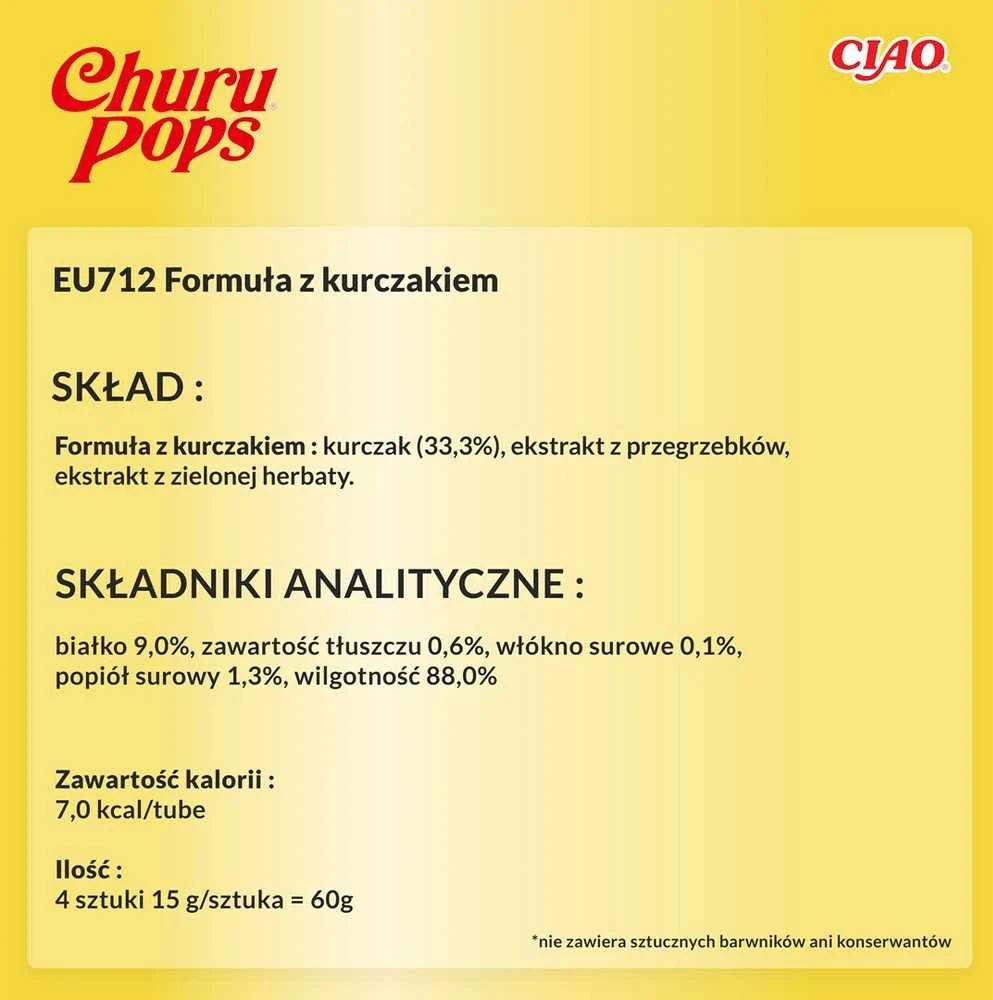 Kačių Skanėstai - Inaba Churu Pops Vištiena 4x15 g