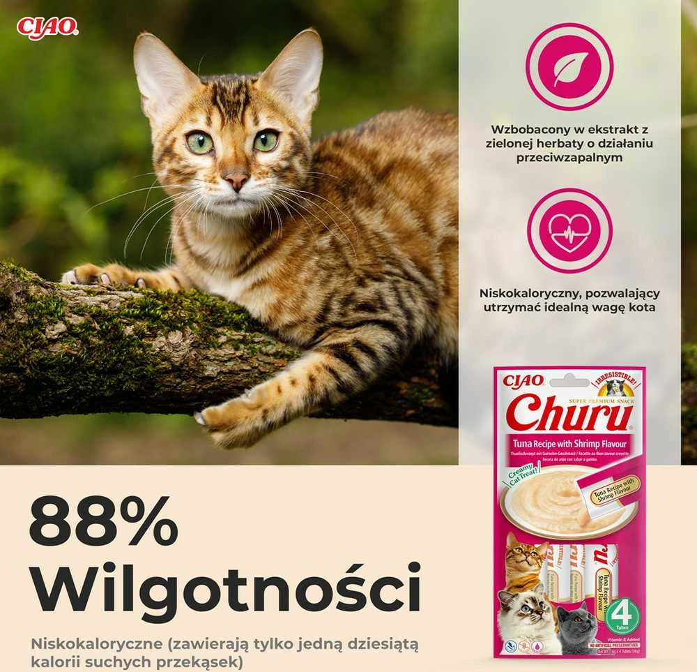 Kačių Skanėstai - Inaba Churu Tuno Ir Krevečių Skonio 4 X 14g