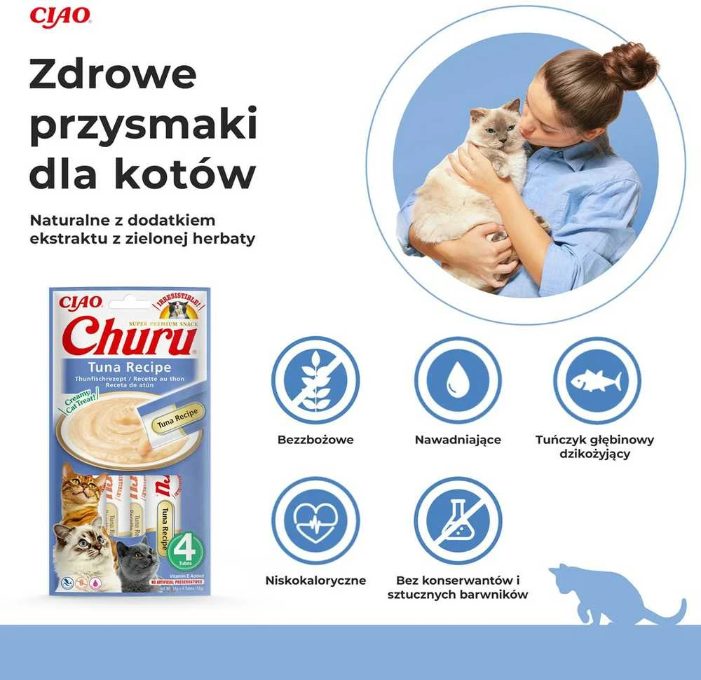 Kačių Skanėstai - Inaba Churu Tuno Receptas 4x14 g