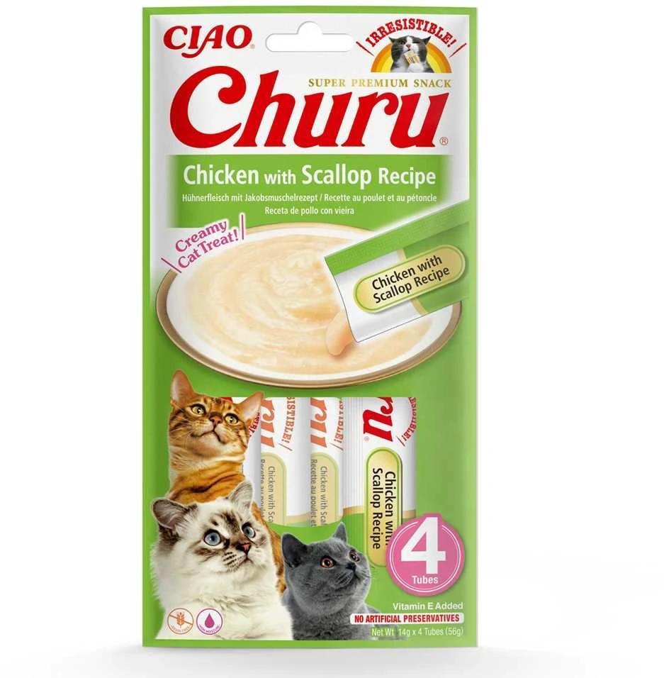 Katės Skanėstai - Inaba Churu Vištiena su Skumbrija 4x14 g