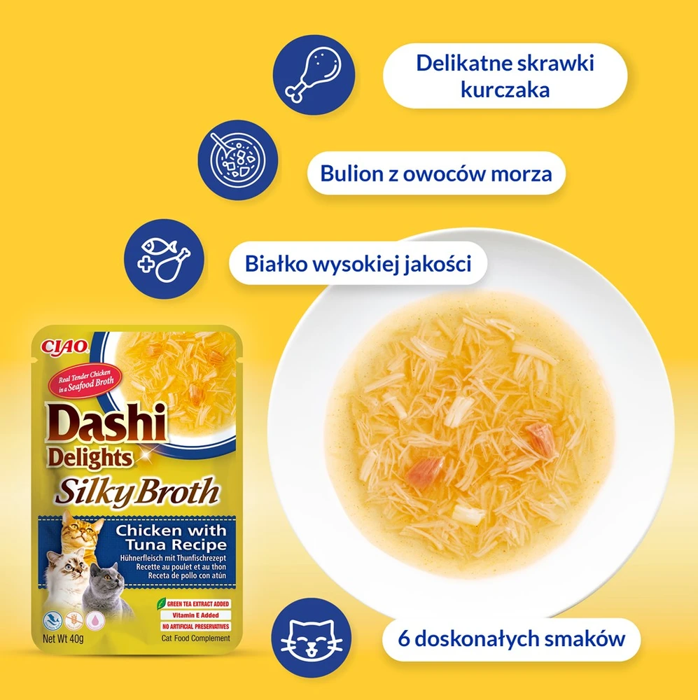 INABA CAT Dashi Delights Silky Broth vištiena su lašiša - skanėstas katėms - 40g