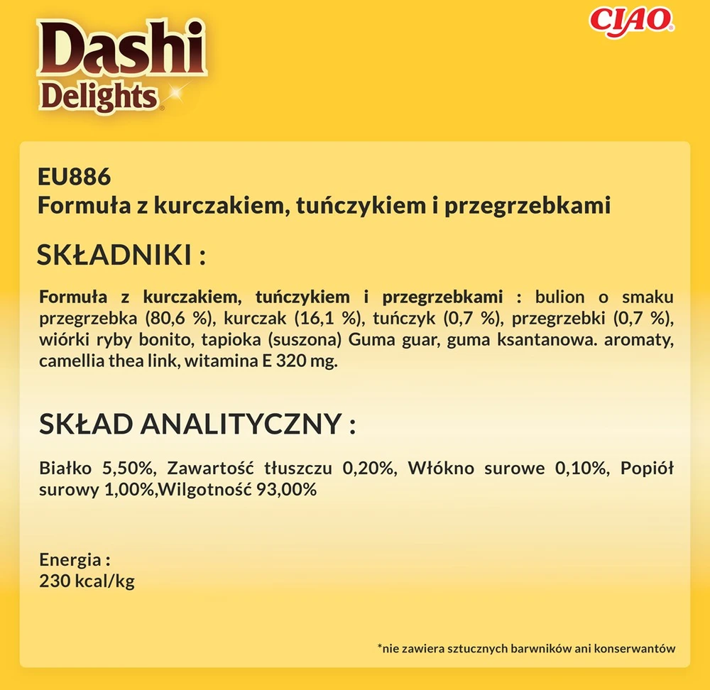 INABA CAT Dashi Delights Silky Broth vištiena su tunu ir šukute - skanėstas katėms - 40g
