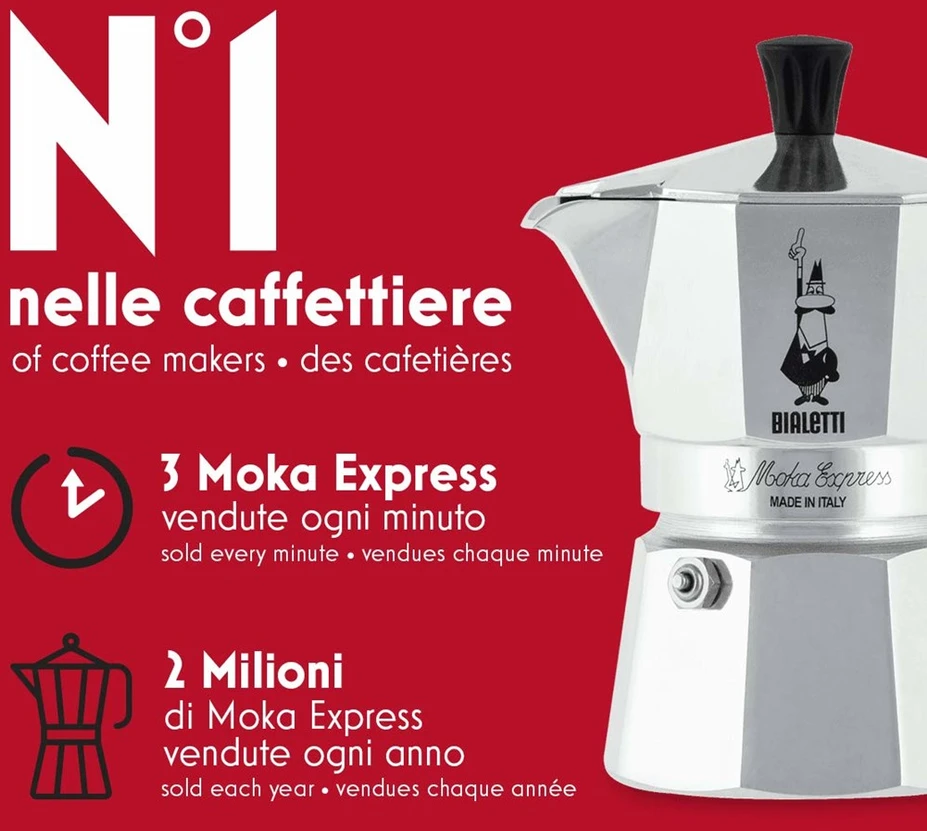 Kavinukas Bialetti Moka Express 60 ml, sidabro spalvos