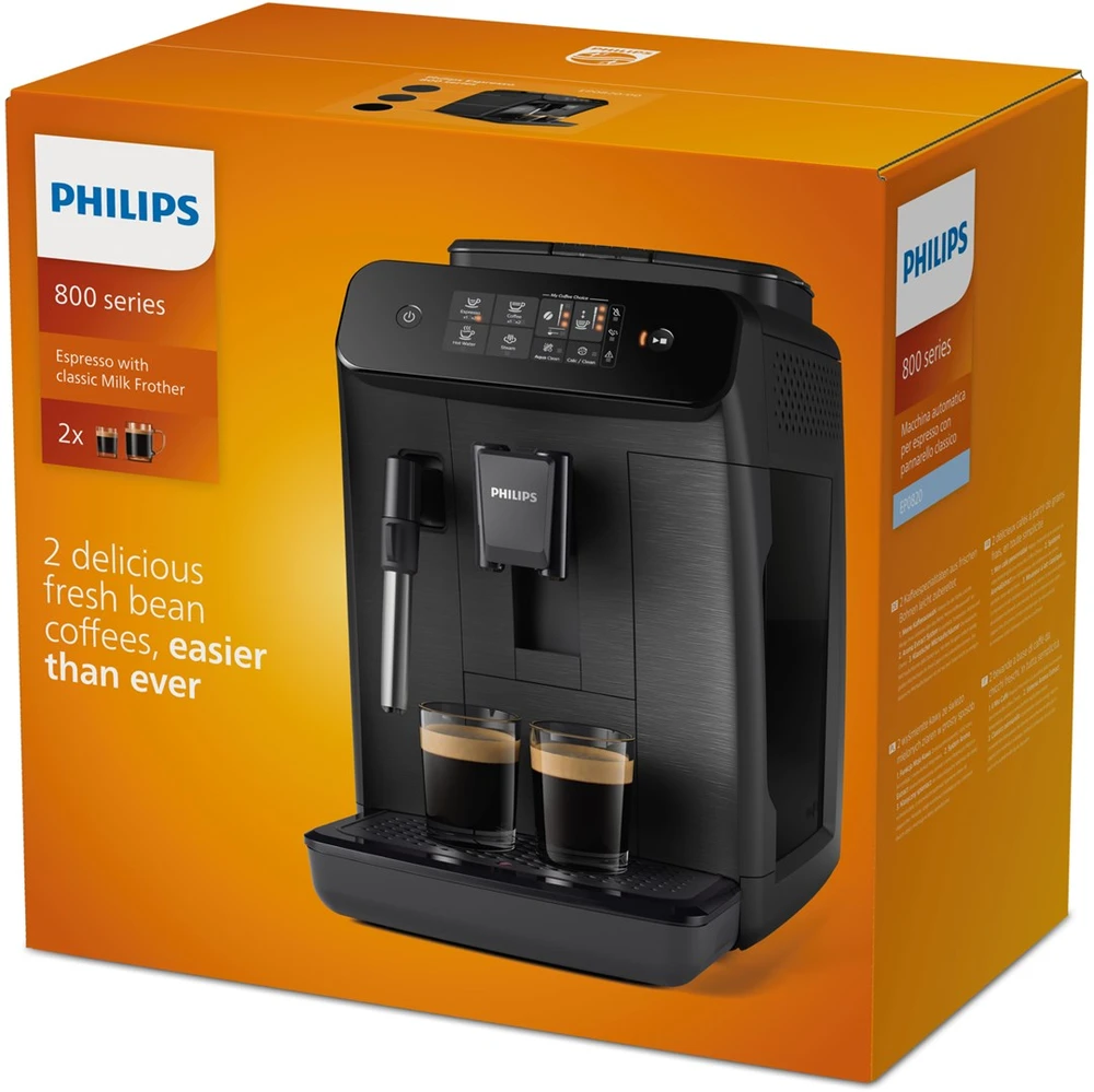 Kavos aparatas Philips | EP0820/00 | Slėgis 15 bar | Su pieno plakikliu | Pilnai Automatinis | 1500 W | Juodas
