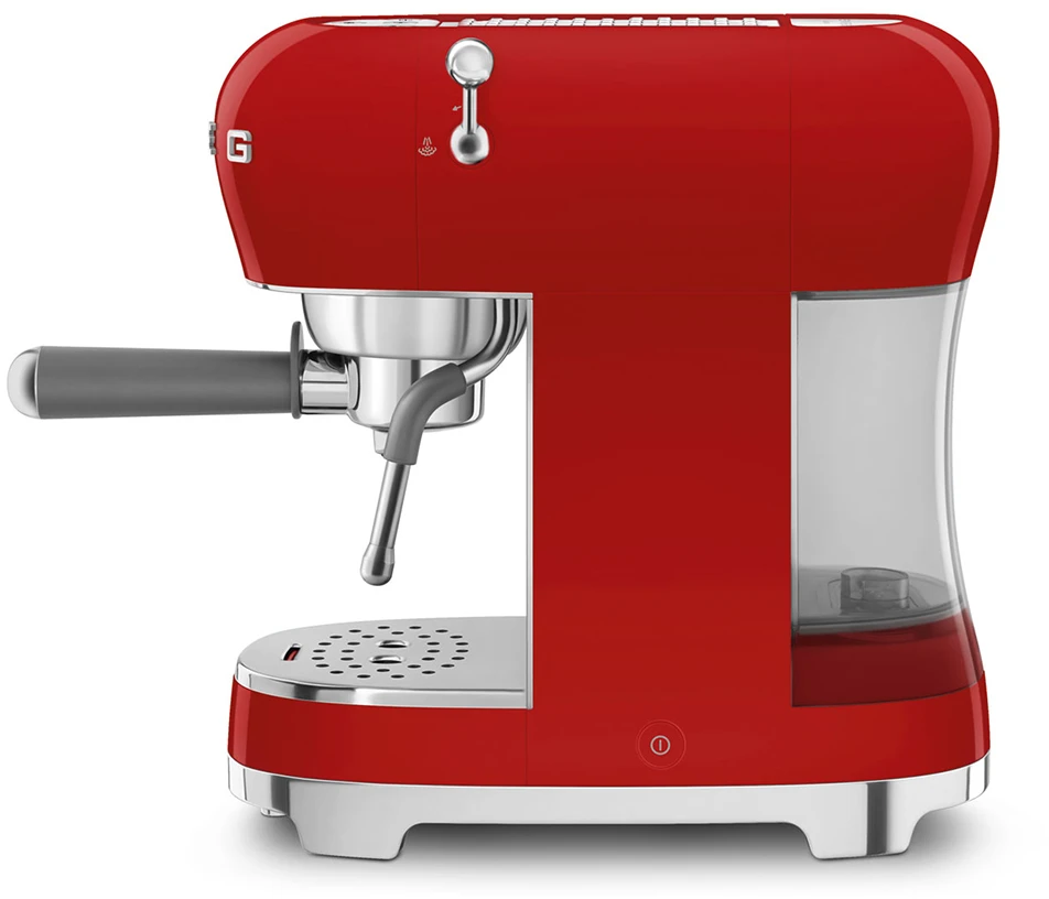 Kavos Aparatas - SMEG ECF02RDEU 15-Bar Pusiau automatinis Espresso Aparatas Su Garų Antgaliu, 1.1L Raudonas