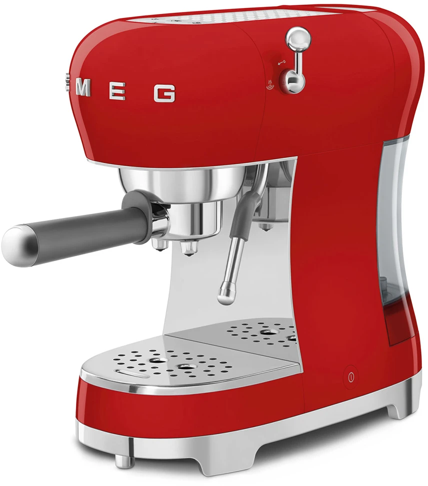 Kavos Aparatas - SMEG ECF02RDEU 15-Bar Pusiau automatinis Espresso Aparatas Su Garų Antgaliu, 1.1L Raudonas