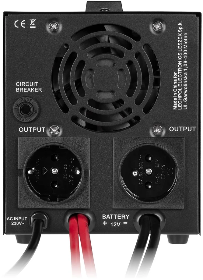 Rebel POWER-1000-LFP4 avarinis maitinimo šaltinis – keitiklis su gryna sinusine banga ir įkrovimo funkcija 12V 230V 1000VA 700W