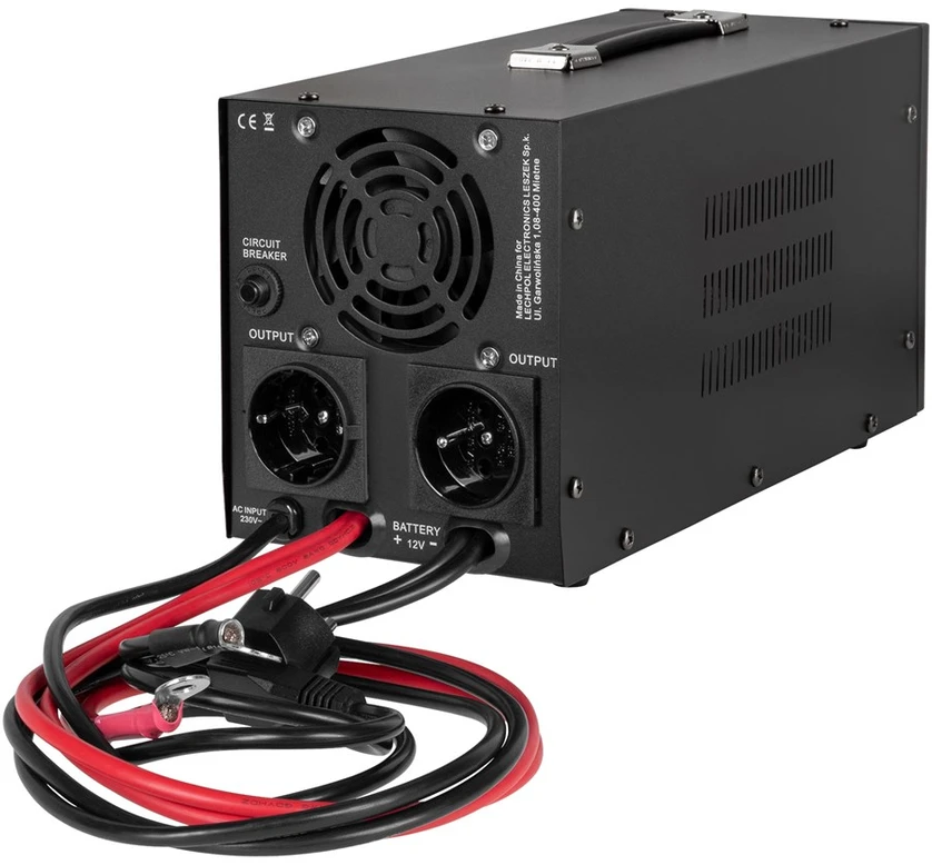 Rebel POWER-1000-LFP4 avarinis maitinimo šaltinis – keitiklis su gryna sinusine banga ir įkrovimo funkcija 12V 230V 1000VA 700W