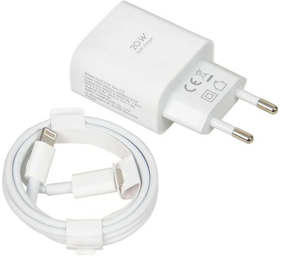 IBOX C-37 USB-C PD20W SIENINIS Įkroviklis USB-C Į ŽAIBO KABELĮ