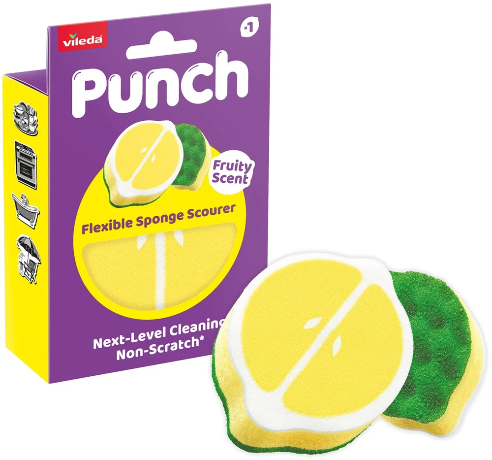 Vileda Lanksti kempinė „Punch“, citrinų skonio, 1 vnt.