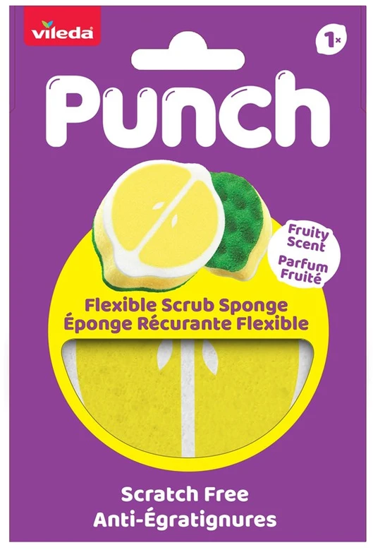 Vileda Lanksti kempinė „Punch“, citrinų skonio, 1 vnt.