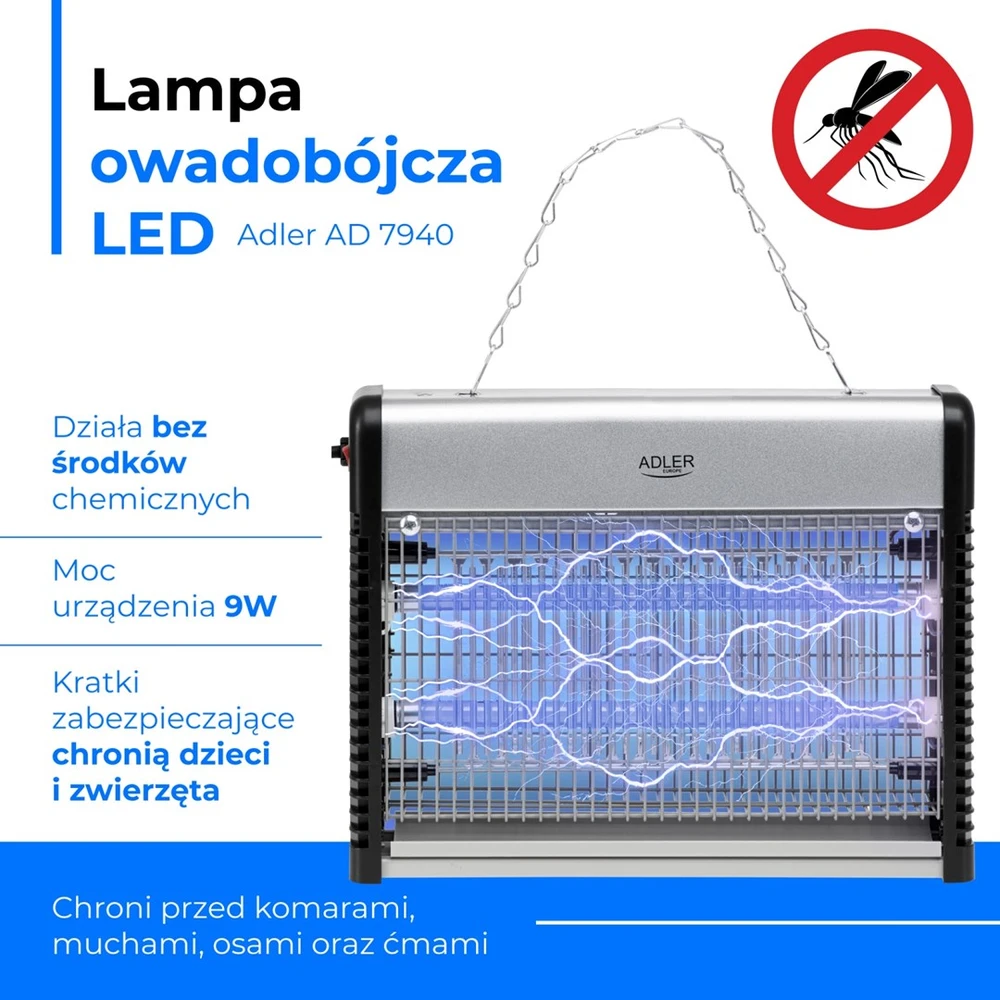 Adler | Vabzdžius naikinanti lempa LED | AD 7940 | 9 W