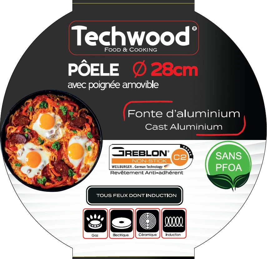 Keptuvė - Techwood TP-28PO 28 cm 4,5 mm Akmens Efekto Danga 6 cm Aukštis