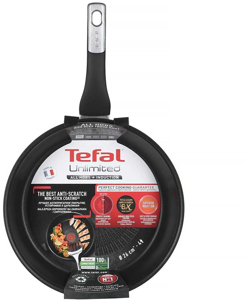TEFAL | Pan | G2550572 Neribota | Kepimas | Skersmuo 26 cm | Tinka indukcinei kaitlentei | Fiksuota rankena | Juodas - Noir