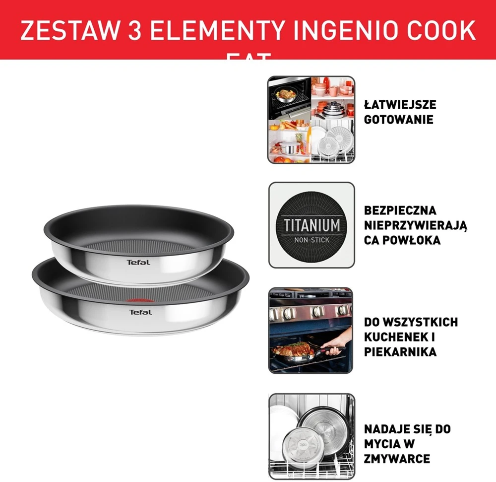 Set of 2 Frying Pans TEFAL Ingenio Cook Eat L8813S75