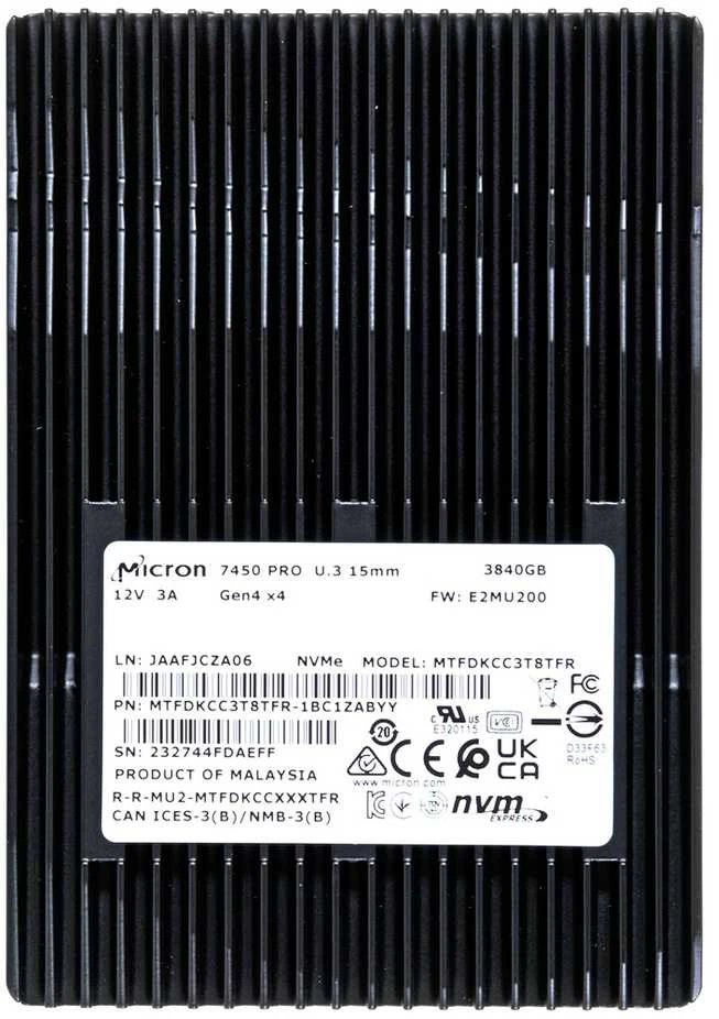 SSD Micron 7450 PRO 3.84TB U.3 (15mm) NVMe PCI 4.0 MTFDKCC3T8TFR-1BC1ZABYYR (DWPD 1)