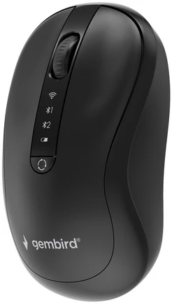 Gembird MUSW2-4B-01 Dual-mode belaidė pelė (2.4G + BT), 1600 DPI, 4-button, juodas