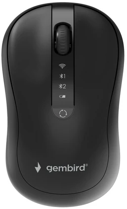 Gembird MUSW2-4B-01 Dual-mode belaidė pelė (2.4G + BT), 1600 DPI, 4-button, juodas