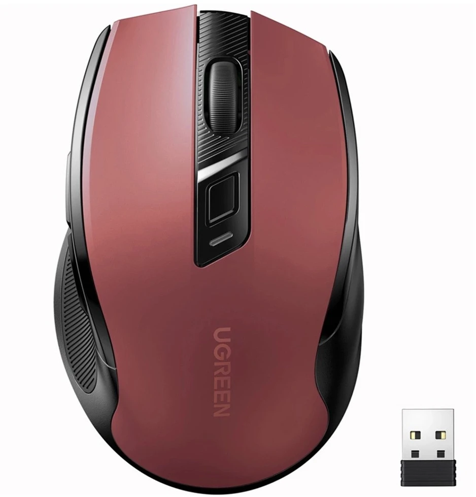 Optinė belaidė pelė Ugreen MU006 USB 2,4 GHz / Bluetooth 5.0 4000 DPI – raudona