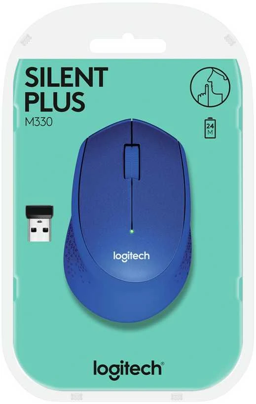 Belaidė pelė Logitech M330 Silent Plus, Mėlyna