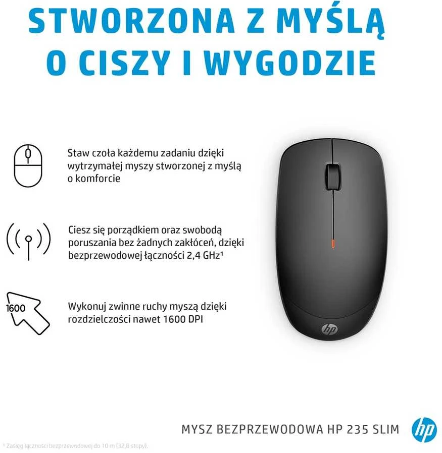 Hewlett Packard (HP) HP 235 Slim Belaidė pelė - Juodas