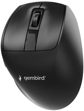 Gembird MUSW3-9B-01 Triple-mode wireless ergonomic pelė (2.4G + BT + USB), 2400 DPI, 9-button, juodas