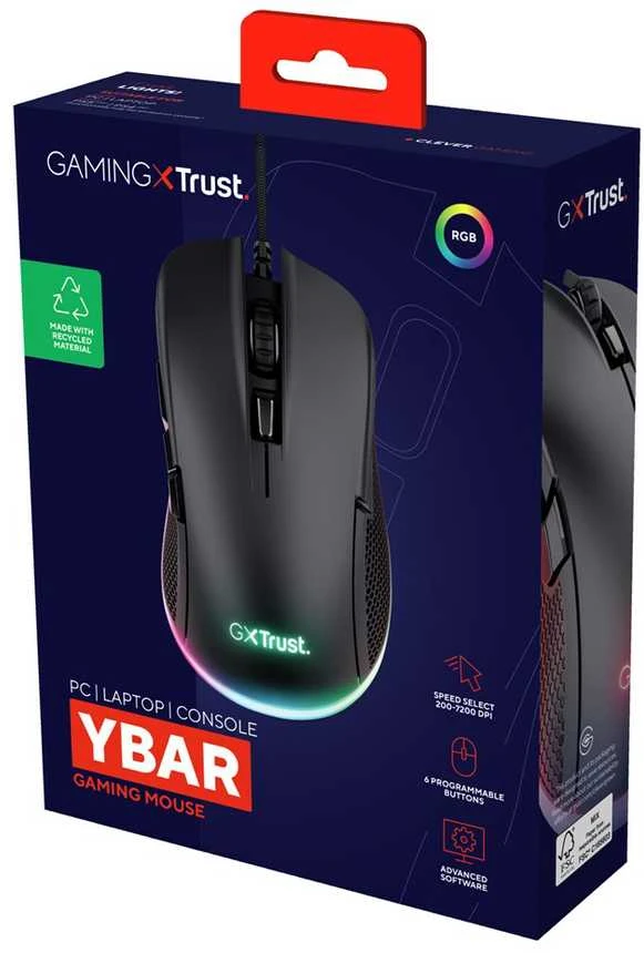 TRUST GXT 922 YBAR pelė su laidu | 7200 DPI